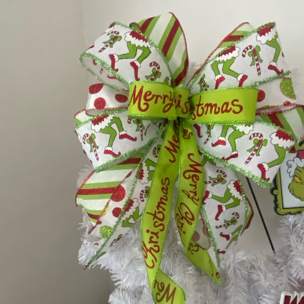 Christmas Grinch Wreath bow,Candy Cane,Christmas Tree topper,Christmas Decor - Picture 11 of 11